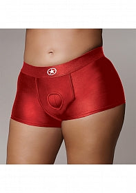 Ouch! Vibrating Strap-on Boxer - Red - XL/XXL