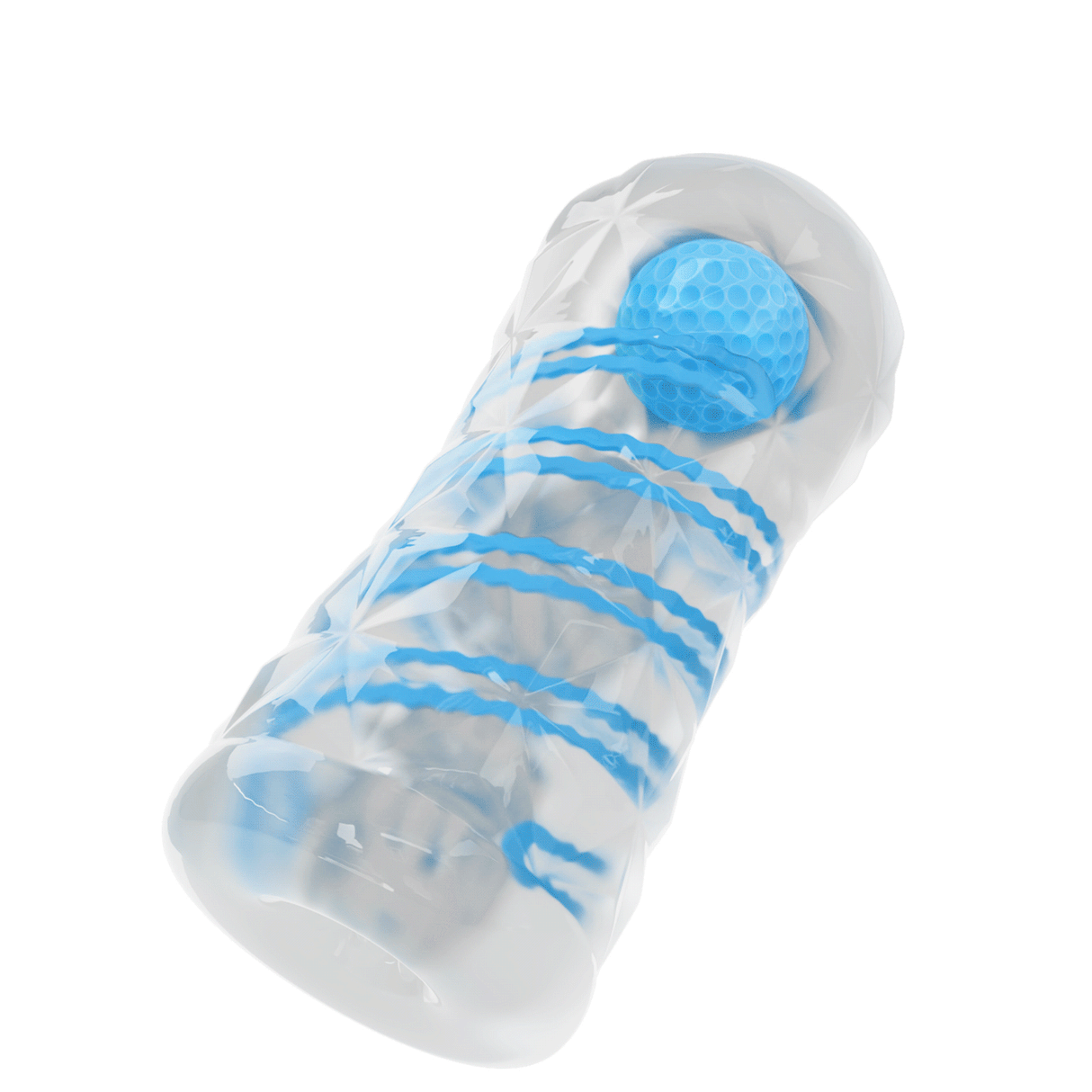 Coil & Ball Masturbator Crystal -Integrated binding line and intension ball inside