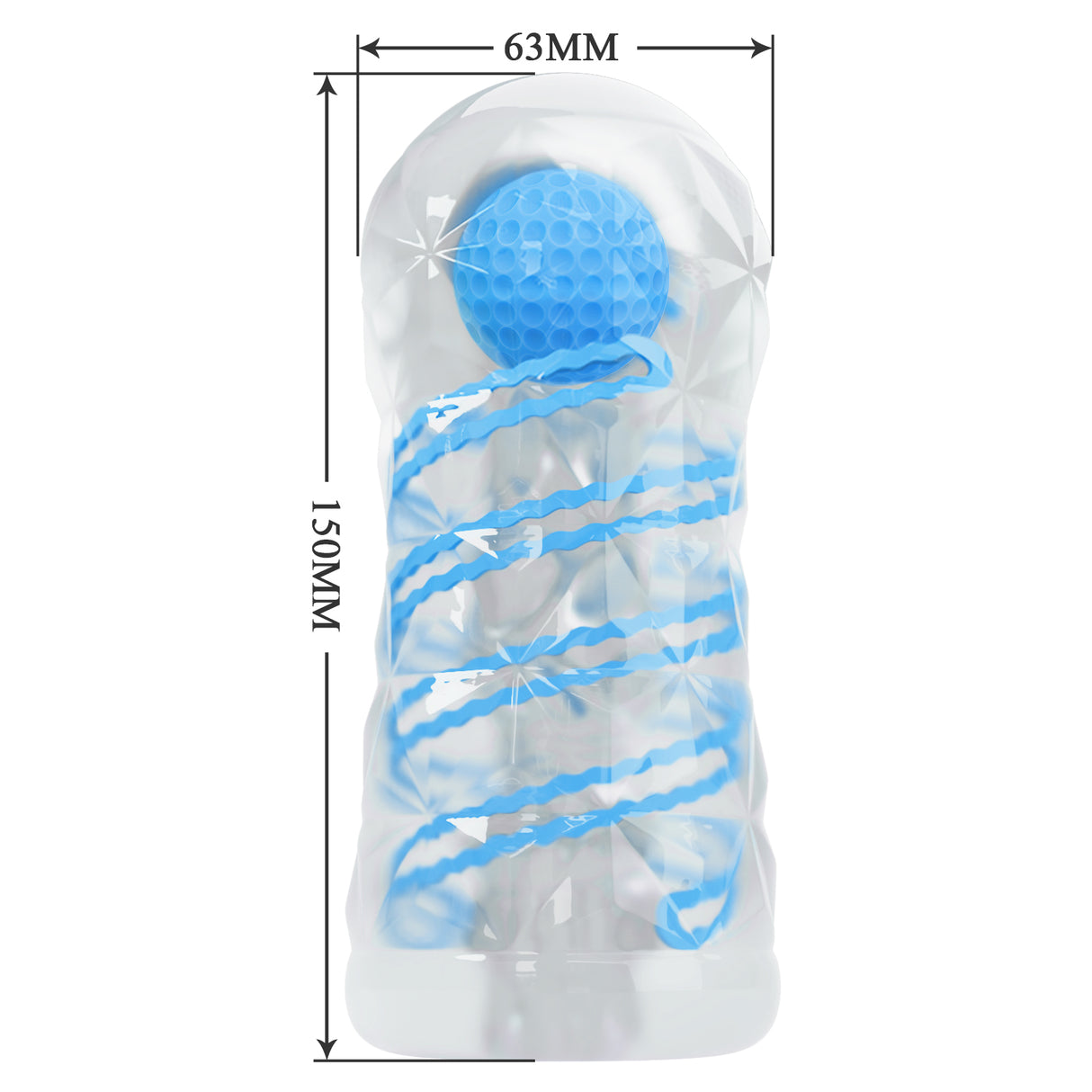 Coil & Ball Masturbator Crystal -Integrated binding line and intension ball inside