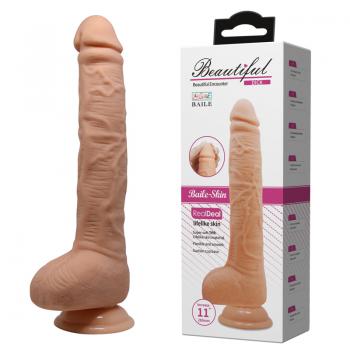 Dick 11" Straight Dildo w/Suction Base Flesh