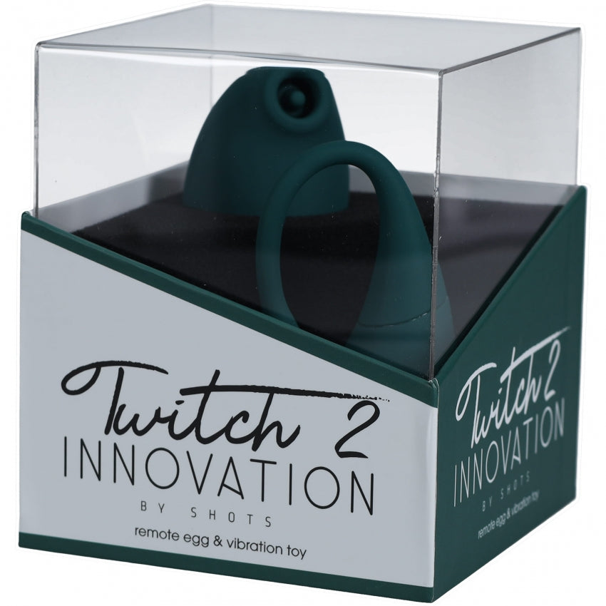 Twitch 2 - Rechargeable Suction & Flapping Vibrator with Remote Control Vibrating Egg - Forest Green
