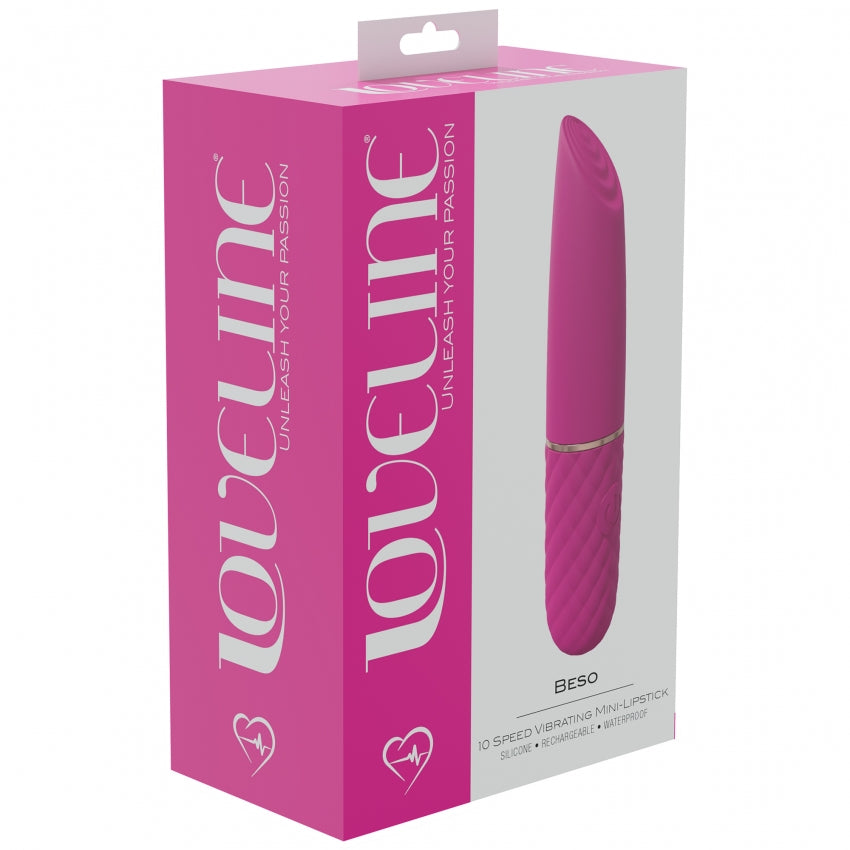 LoveLine - Beso - 10 Speed Vibrating Mini-Lipstick - Silicone - Rechargeable - Waterproof - Pink