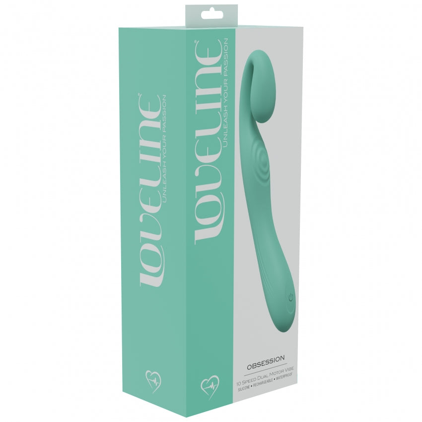 LoveLine - Obsession - 10 Speed Dual Motor Vibe - Sealed Silicone - Rechargeable - Submersible - Green
