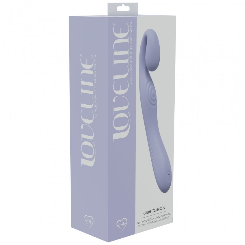 LoveLine - Obsession - 10 Speed Dual Motor Vibe - Sealed Silicone - Rechargeable - Submersible – Lavender
