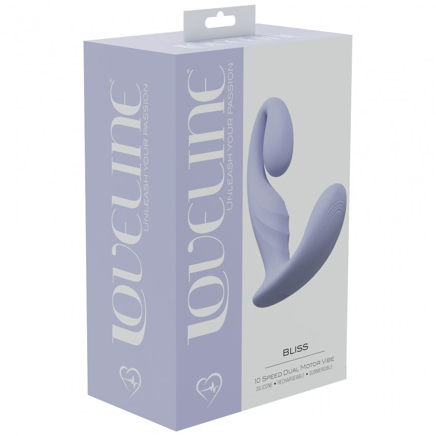 LoveLine - Bliss - 10 Speed Dual Motor Vibe - Sealed Silicone - Rechargeable - Submersible – Lavender