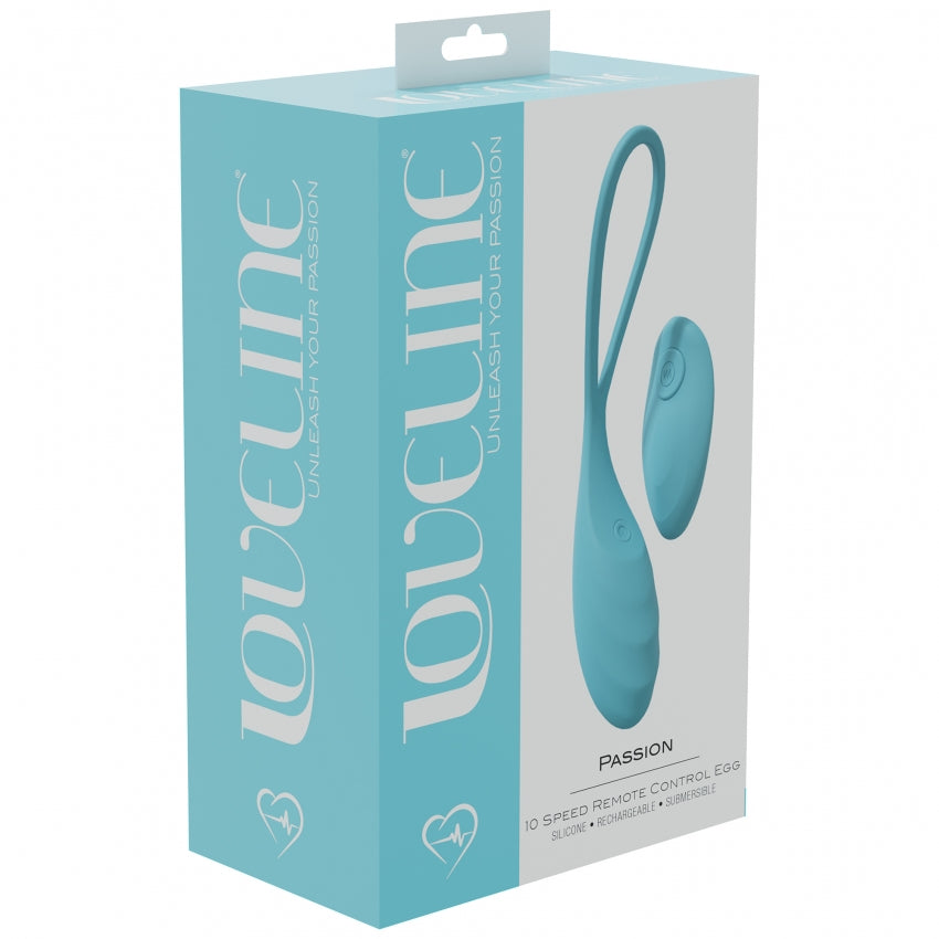 LoveLine - Passion - 10 Speed Remote Control Egg - Sealed Silicone - Rechargeable - Submersible - Blue