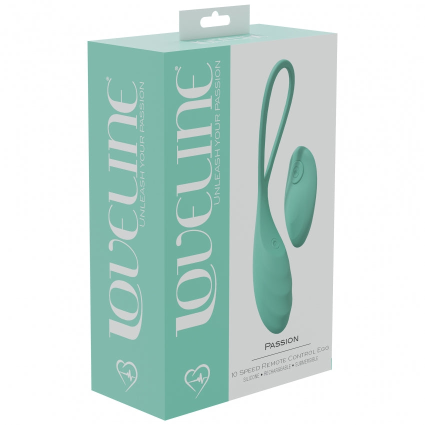 LoveLine - Passion - 10 Speed Remote Control Egg - Sealed Silicone - Rechargeable - Submersible - Green