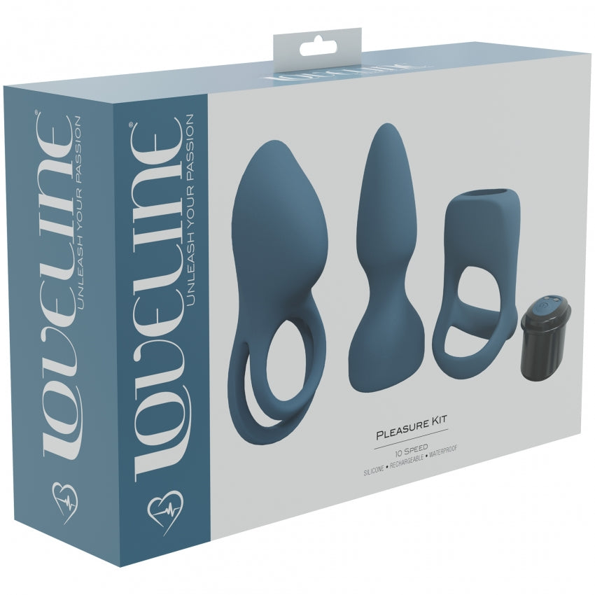 LoveLine - Pleasure Kit - 10 Speed - Silicone - Rechargeable - Waterproof - Blue Grey