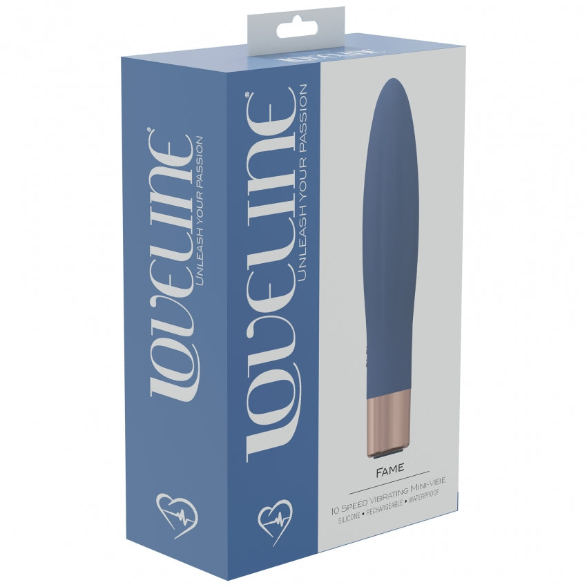LoveLine - Fame - 10 Speed Mini-Vibe - Silicone - Rechargeable - Waterproof - Blue/Grey