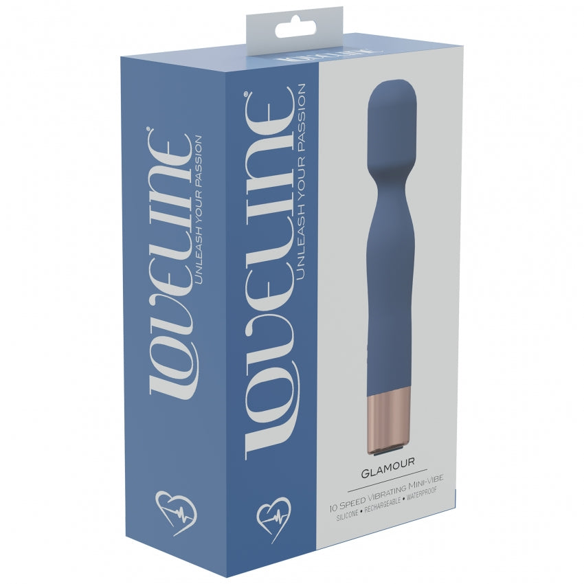 LoveLine - Glamour - 10 Speed Mini-Wand - Silicone - Rechargeable - Waterproof - Blue/Grey