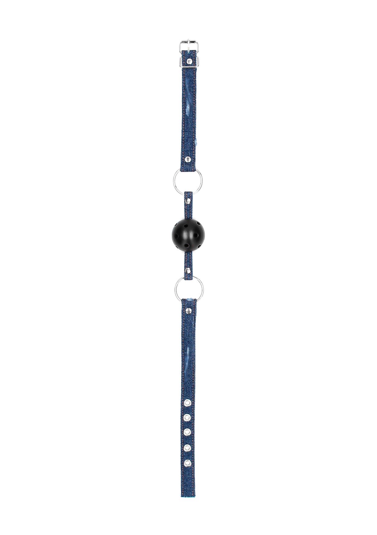 Breathable Ball Gag with Roughend Denim Straps Blue (NLA)