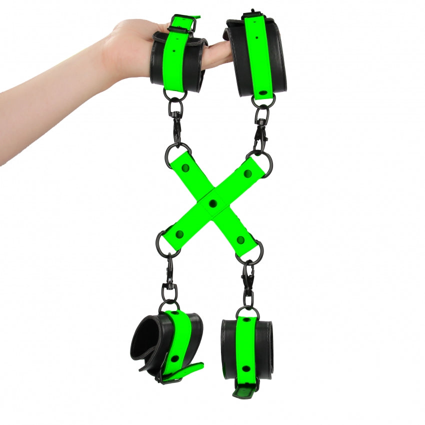 Hand & Ankle Cuffs with Hogtie - Glow in the Dark