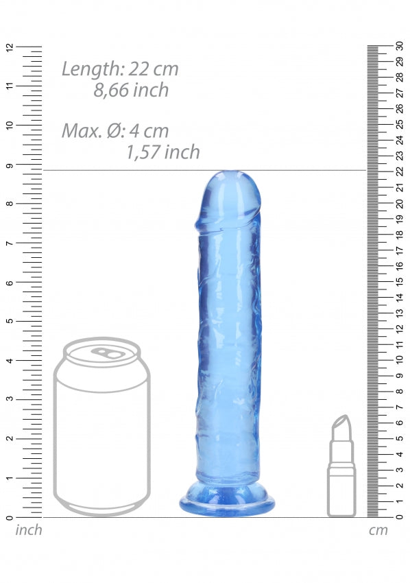 Crystal Clear Dildo 8" Inch Straight No Balls - Blue