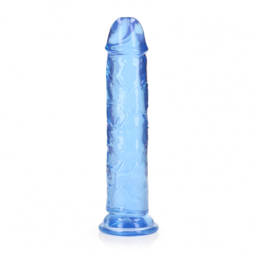 Crystal Clear Dildo 8" Inch Straight No Balls - Blue