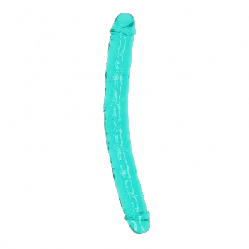 Crystal Clear 13" Double Dong - Turquoise