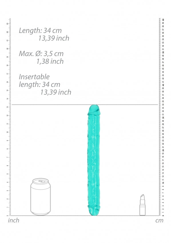 Crystal Clear 13" Double Dong - Turquoise