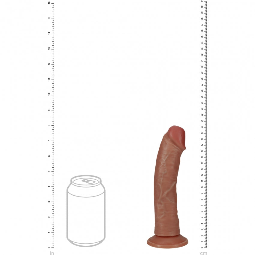 RealRock Ultra Realistic Skin - Vibrating Rechargeable - Regular Curved without Balls 8" / 20,3 cm - Tan
