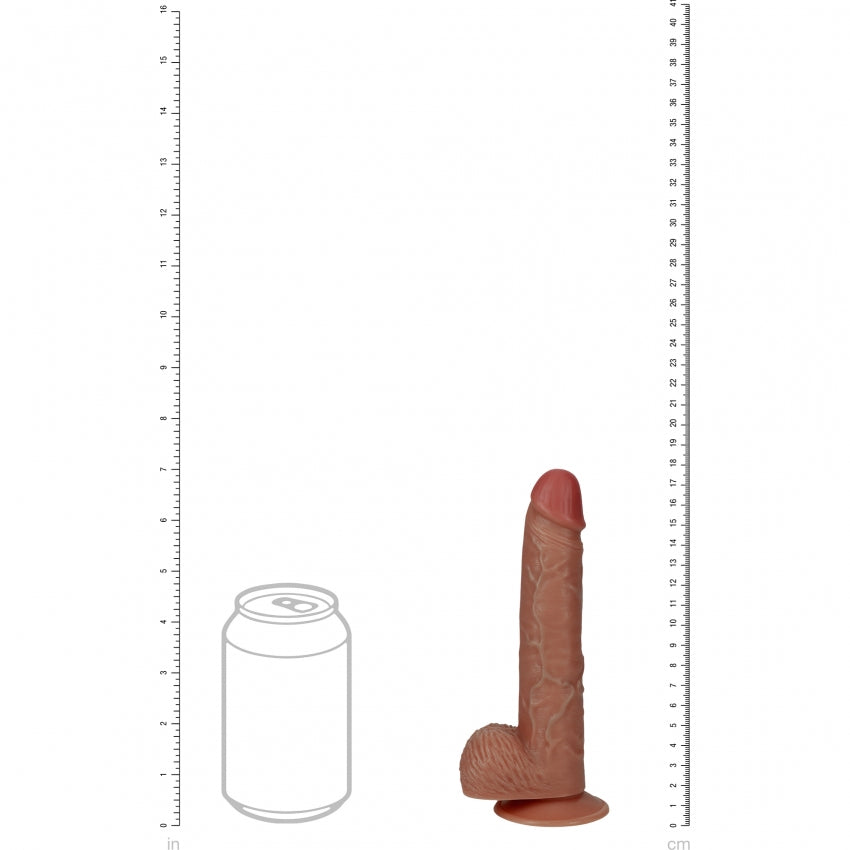RealRock Ultra Realistic Skin - Vibrating Rechargeable - Regular Straight with Balls 7" / 17,8 cm - Tan