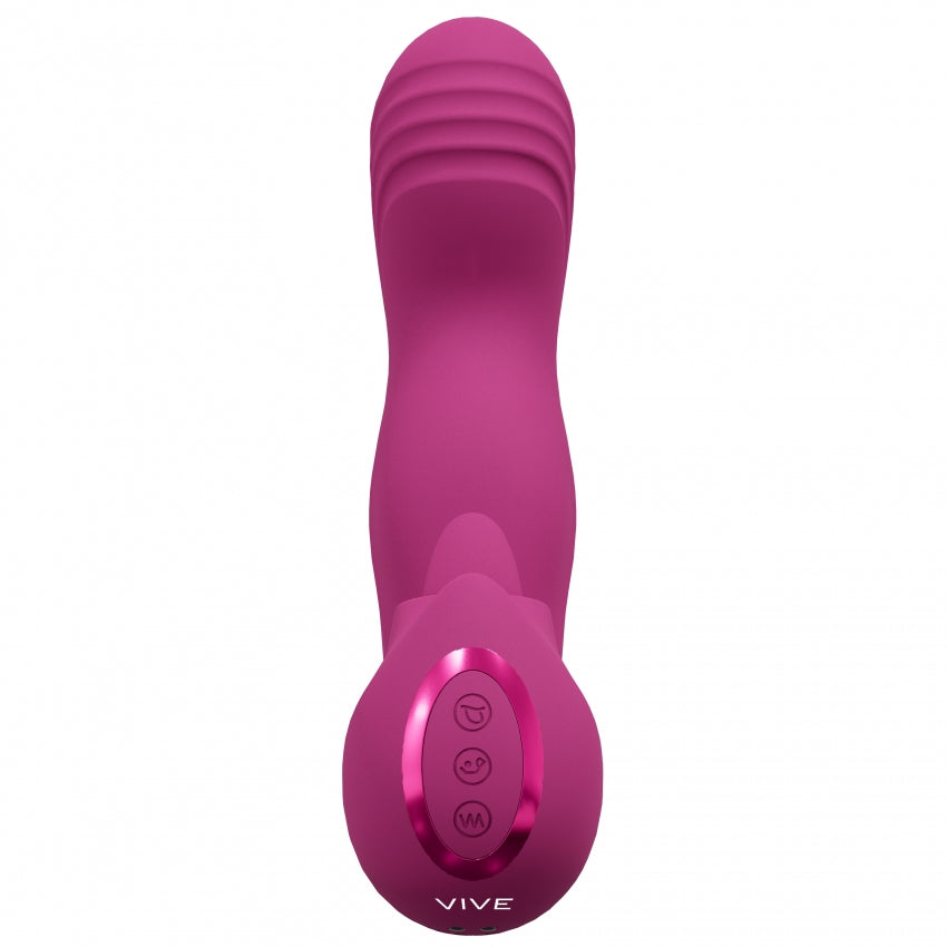 VIVE - Yumi - Rechargeable Triple Motor - G-Spot Finger Motion Vibrator and Flickering Tongue Stimulator - Pink