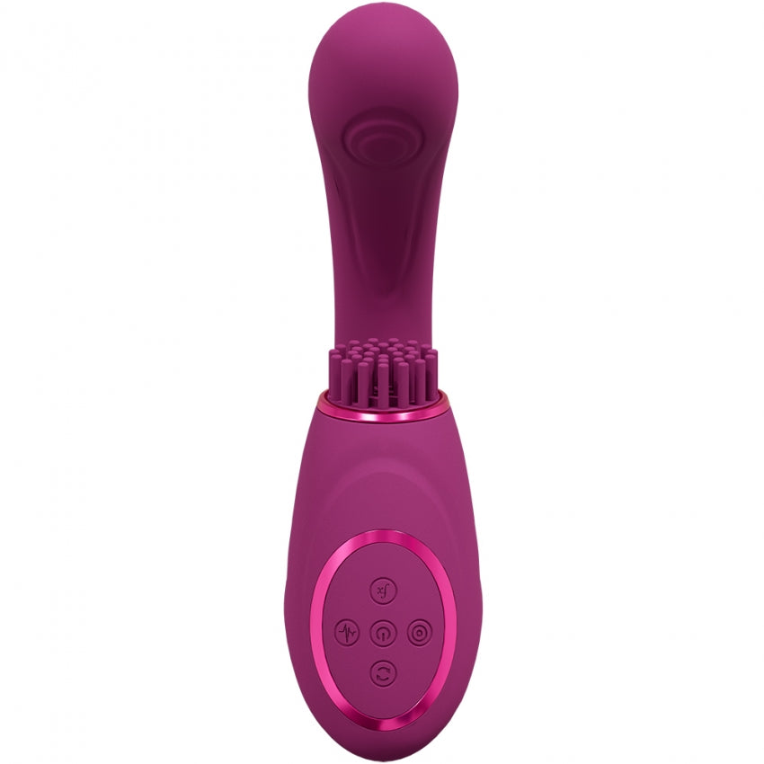 VIVE - Gen - Rechargeable Triple Motor - G-Spot Vibrator with Pulse Wave and Vibrating Bristles - Pink