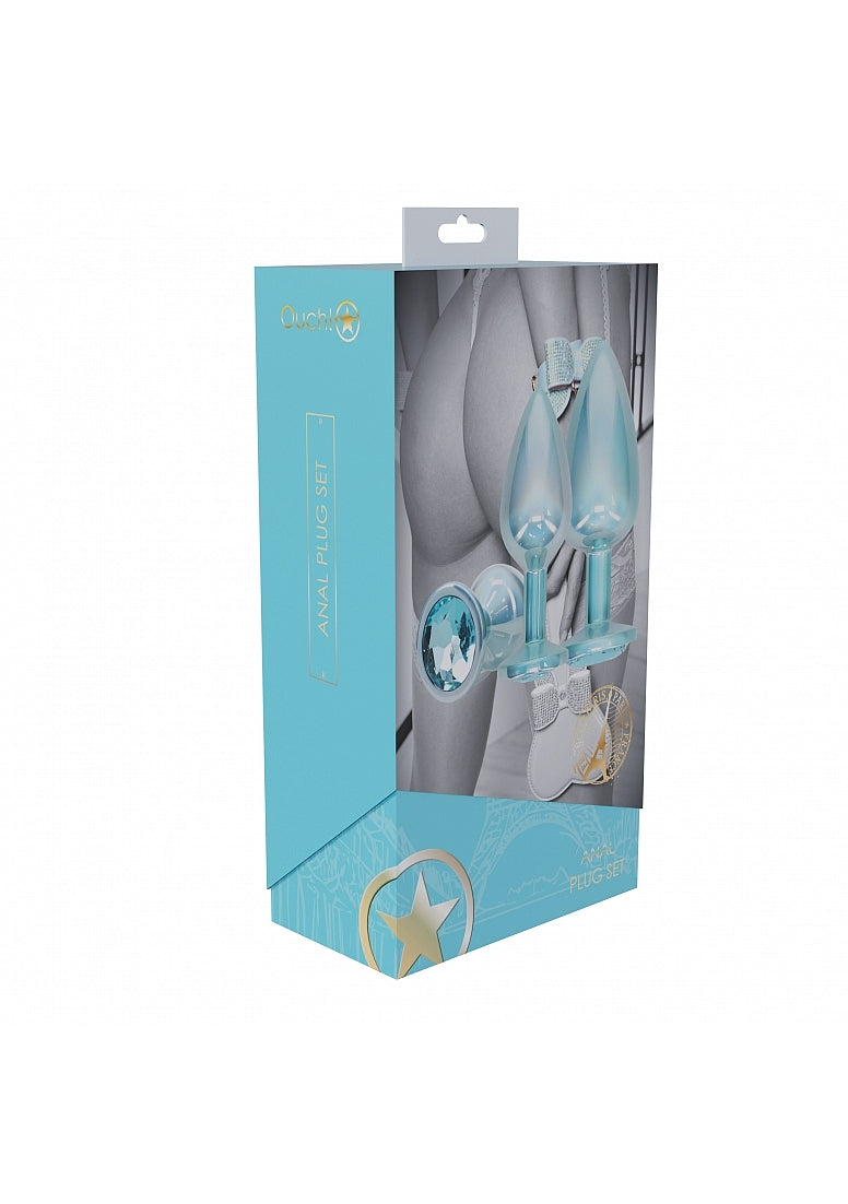 Ouch! Paris Collection - Metal Anal Plug Set - Blue
