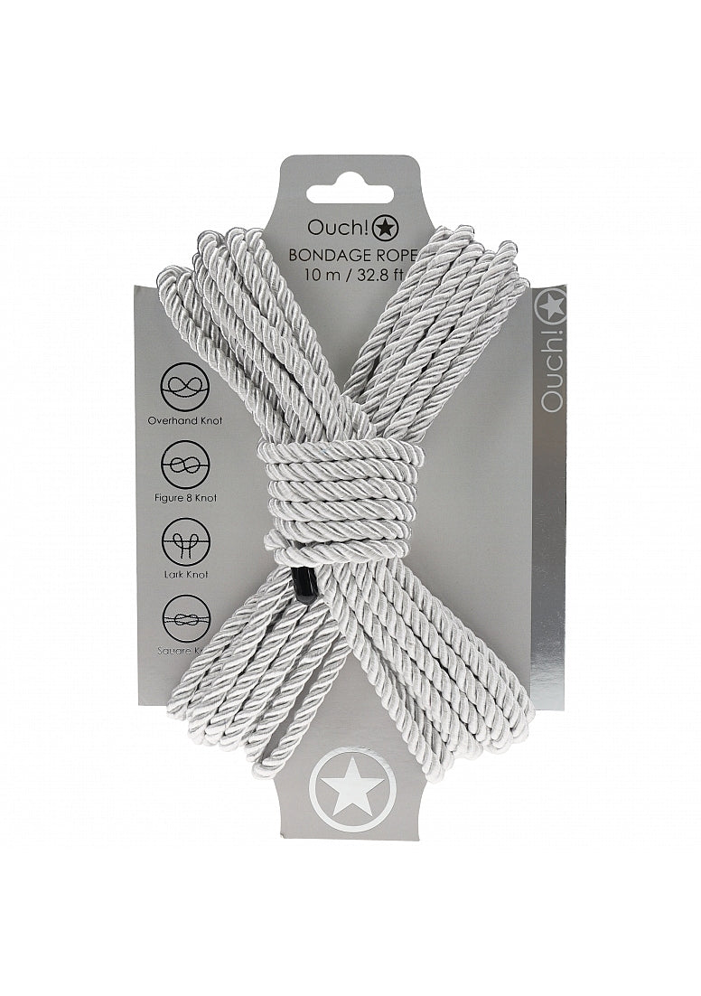 Ouch! Bondage Rope - 10 Meter - Nylon - Silver