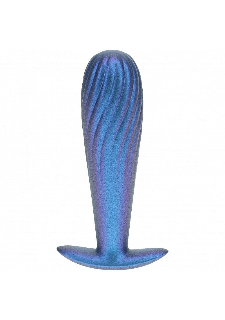 Ouch! - Ribbed Anal Plug - Silicone - Metallic Blue