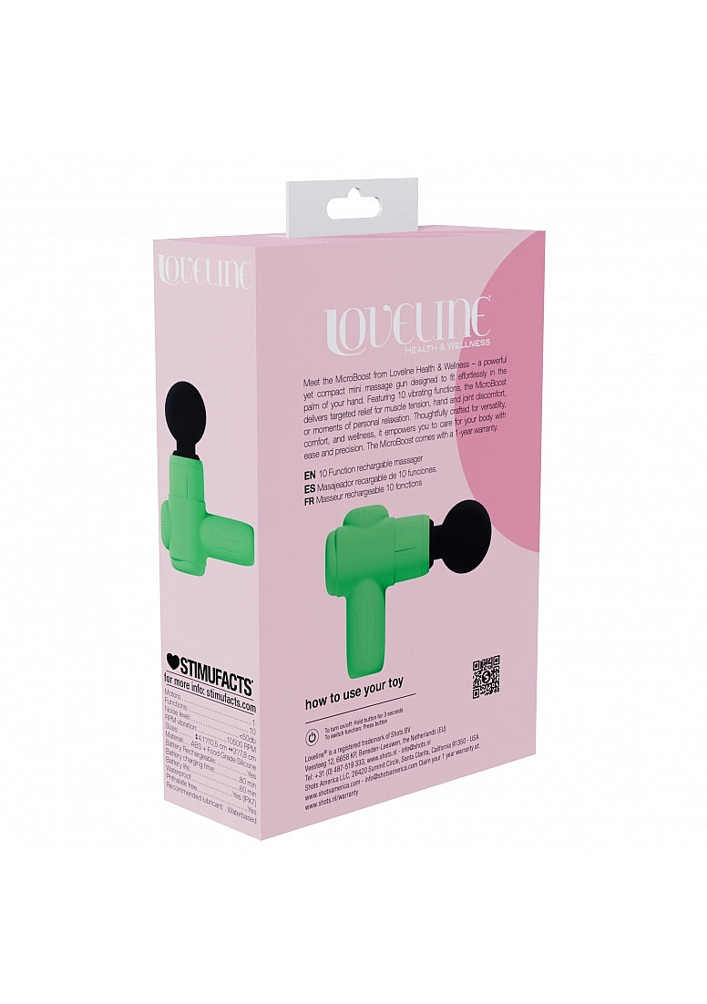 Loveline - MicroBoost Massager - 10 Function - Vibrating - Waterproof - Food Grade Silicone - Green