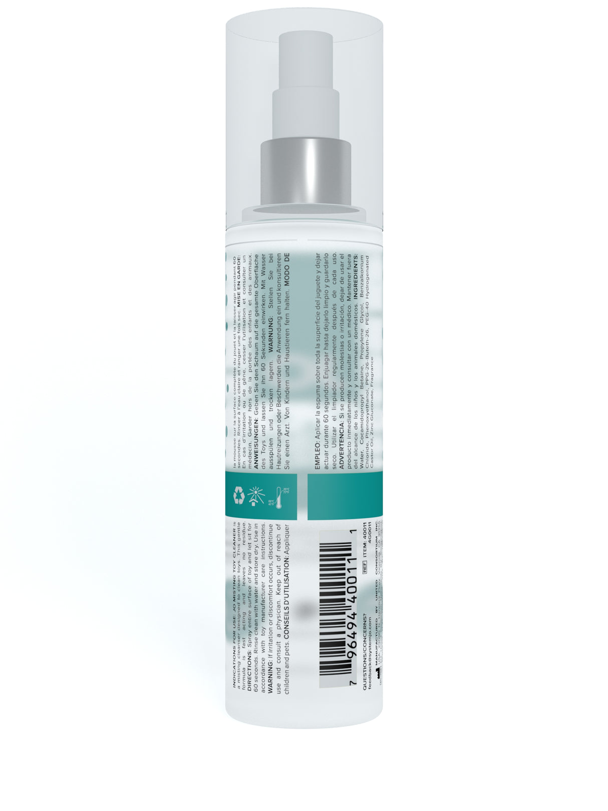 JO Misting Toy Cleaner - Fragrance Free - Hygiene 4 Oz / 120 ml