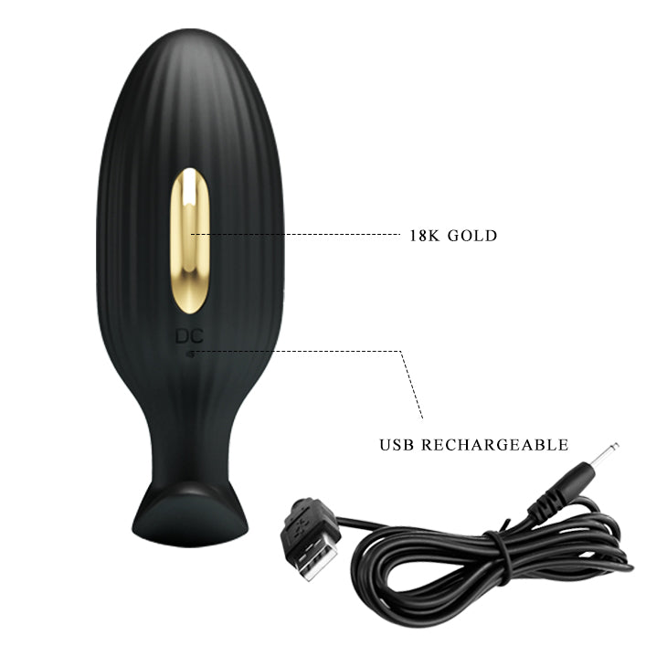 Electric Shock Butt Plug "Jefferson" 18K Gold & Black