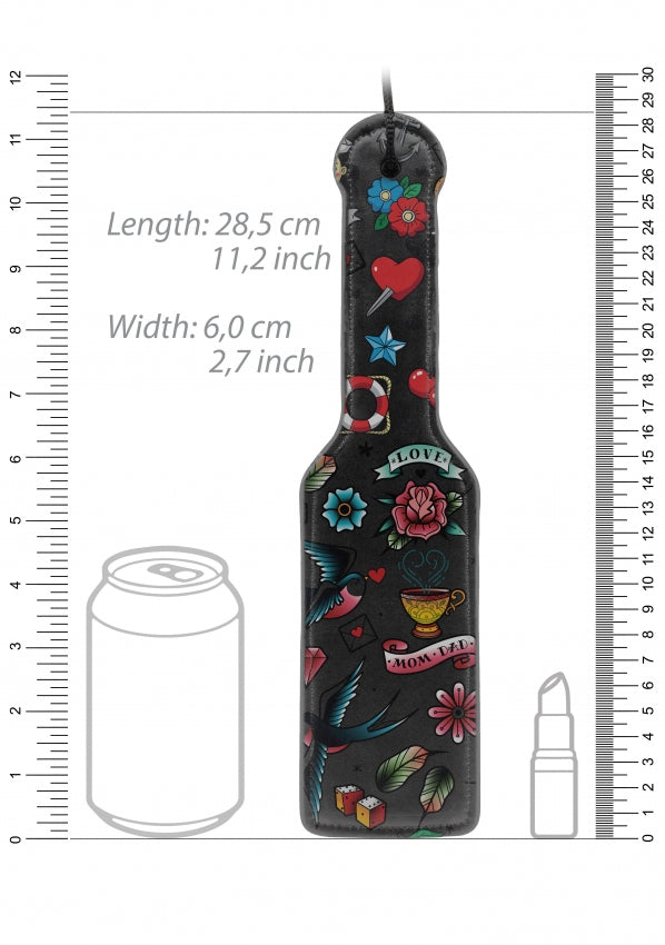 Printed Paddle - Old School Tattoo Style - Black