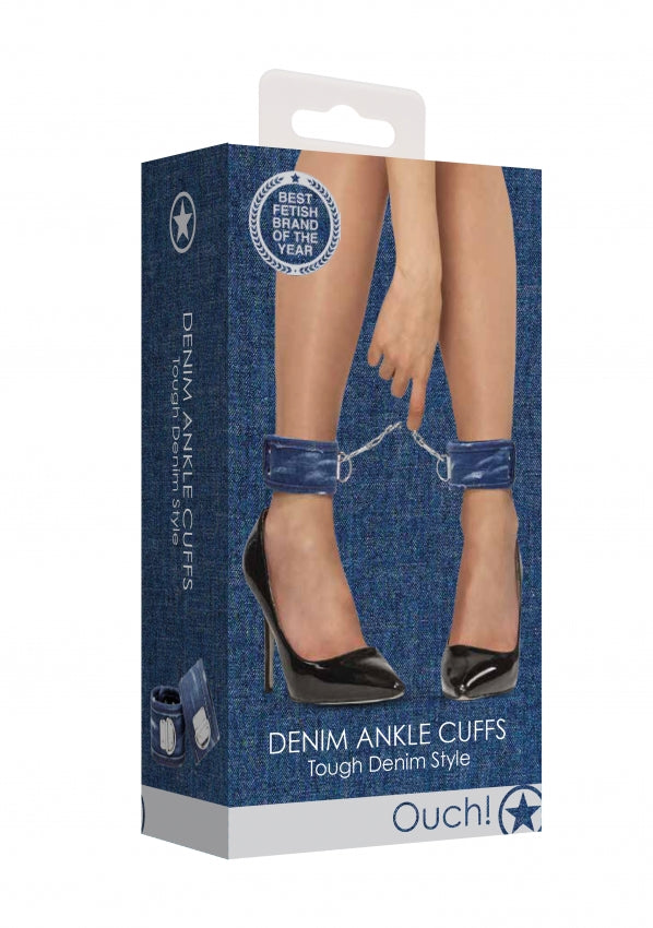 Denim Ankle Cuffs - Roughend Denim Style - Blue