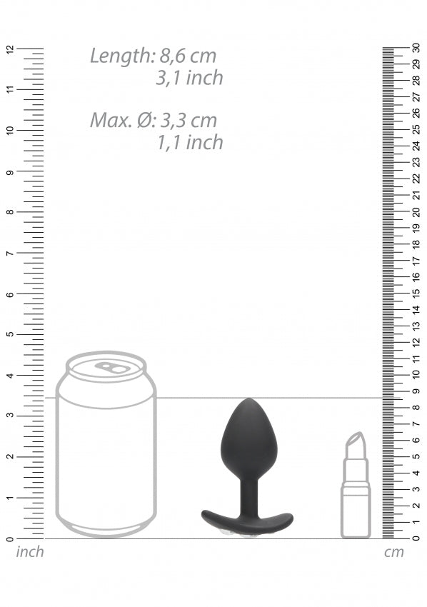 Large Diamond Butt Plug with Handle - Black