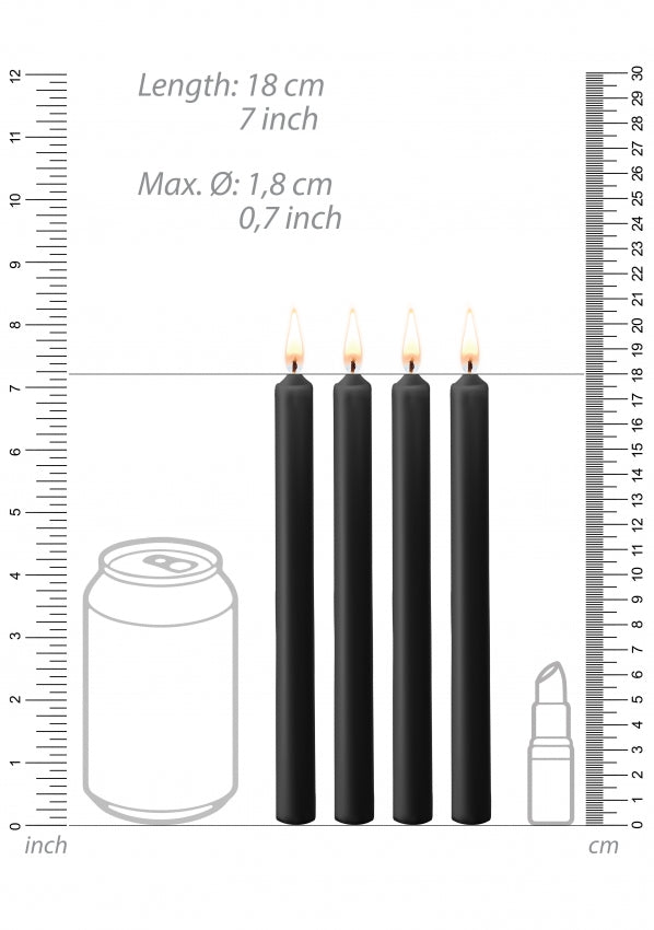 Teasing Wax Candles Large - Parafin - 4-pack - Black