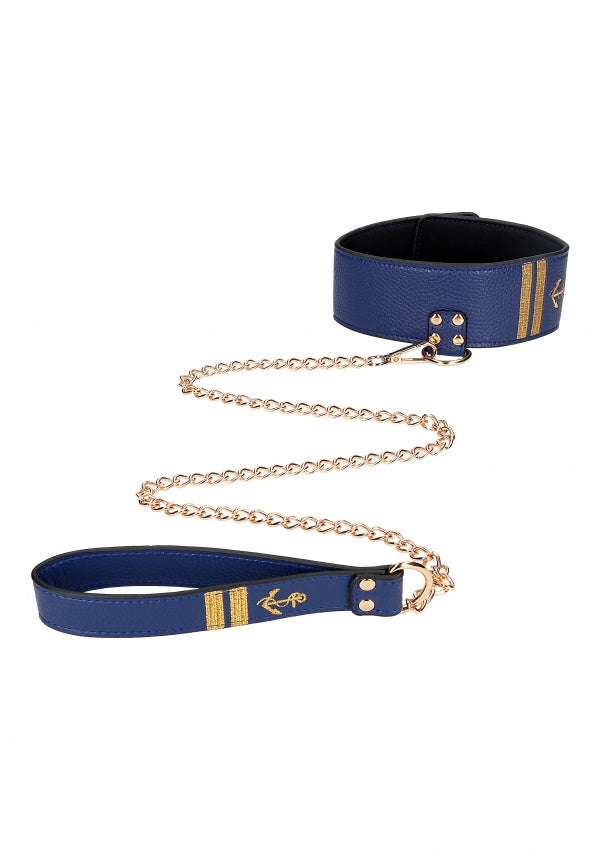 Collar With Leash - Sailor Theme - Blue