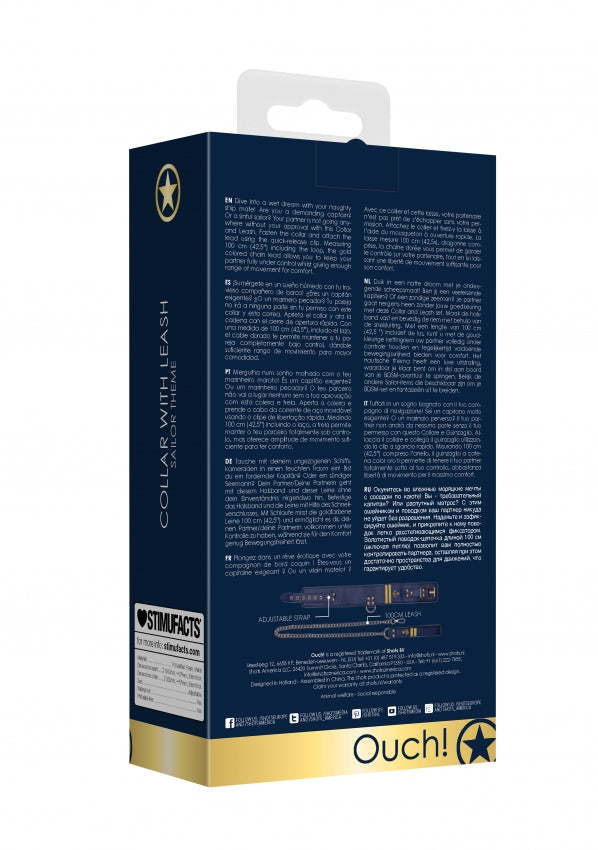 Collar With Leash - Sailor Theme - Blue