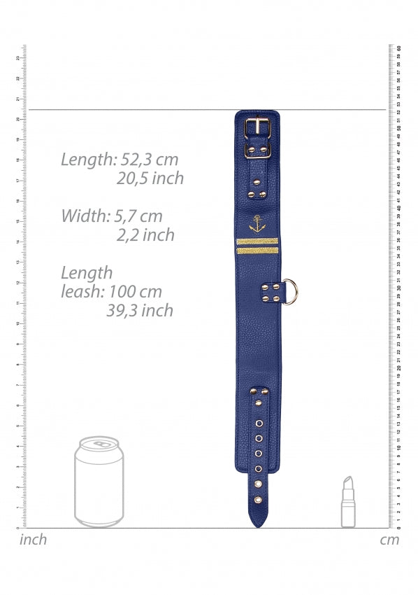 Collar With Leash - Sailor Theme - Blue