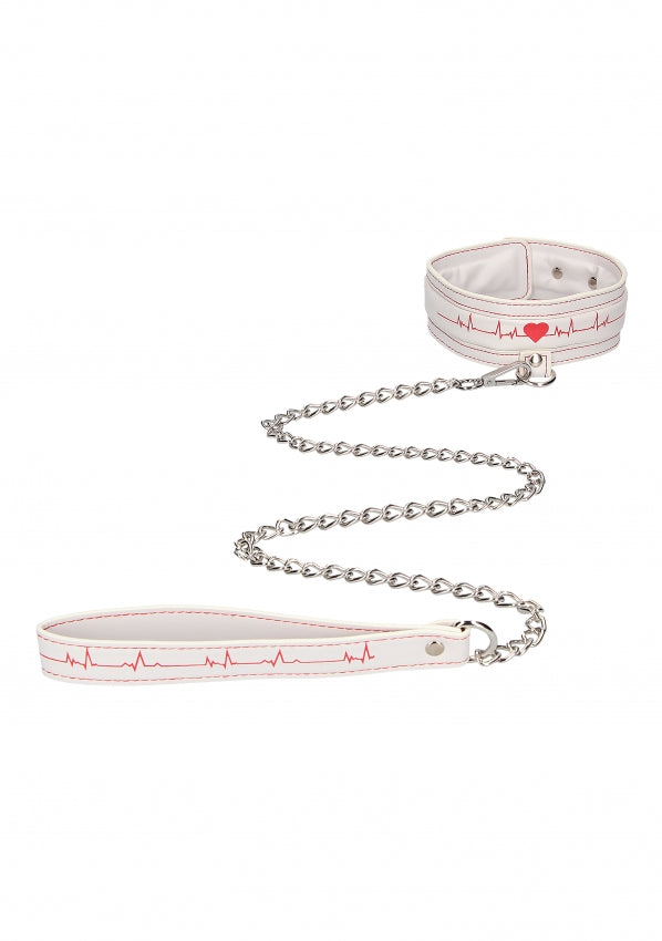 Collar With Leash - Nurse Theme - White