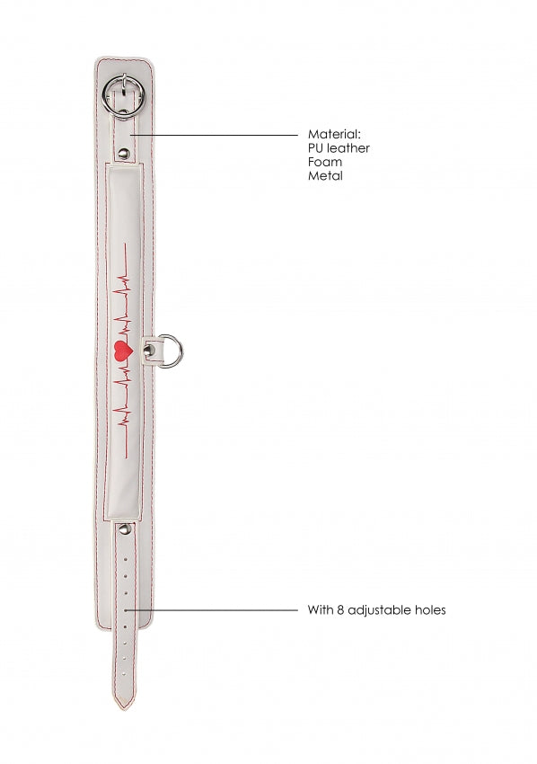 Collar With Leash - Nurse Theme - White