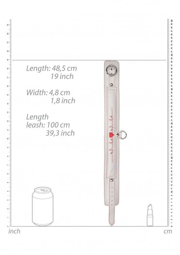 Collar With Leash - Nurse Theme - White