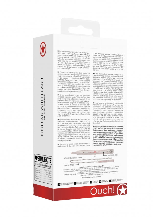 Collar With Leash - Nurse Theme - White