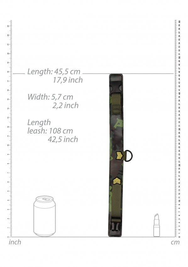 Collar With Leash - Army Theme - Green