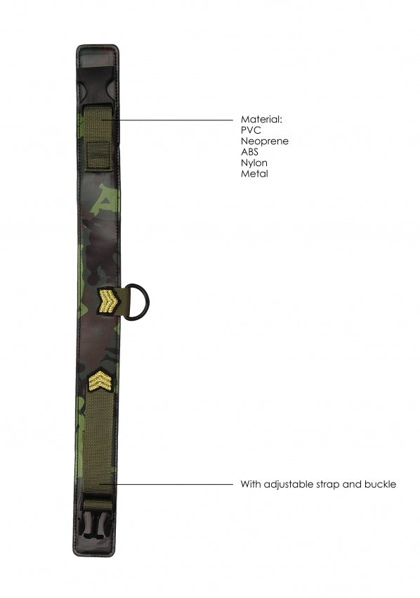 Collar With Leash - Army Theme - Green