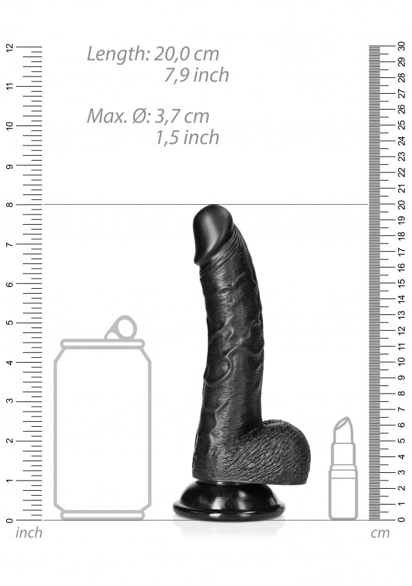 Curved Realistic Dildo with Balls and Suction Cup - 7''/ 18 cm