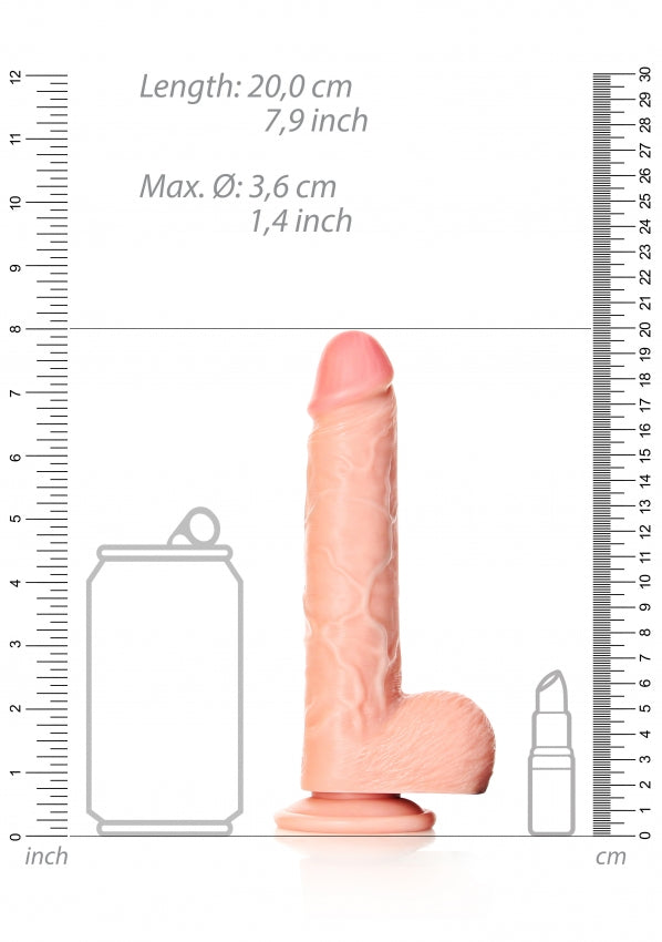 Straight Realistic Dildo with Balls and Suction Cup - 7''/ 18 cm