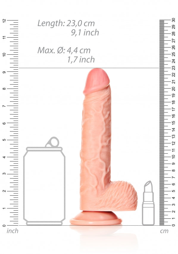Straight Realistic Dildo with Balls and Suction Cup - 8''/ 20.5 cm