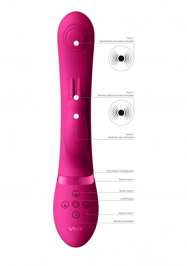 May - Dual Pulse-Wave & Vibrating C-spot & G-Spot Rabbit - Pink