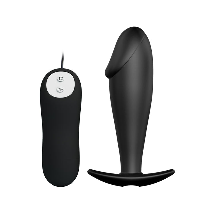 Vibrating Curved Anal Butt 4" x 1.2" Black