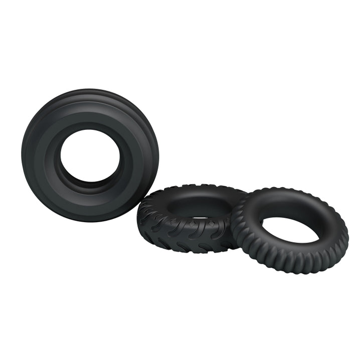 Cock Ring Triple Pack Black