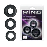 Cock Ring Triple Pack Black